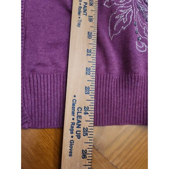 Sonoma Pink V-Neck Embroidered 3/4 Sleeve Button Up Sweater Cardigan sz 1X New - Picture 9 of 9